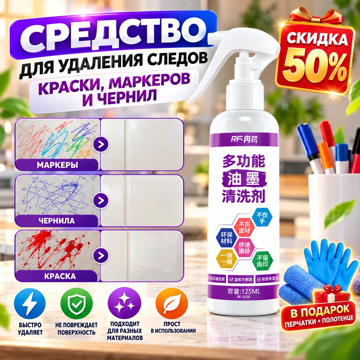 Многофункциональный спрей для удаления следов краски