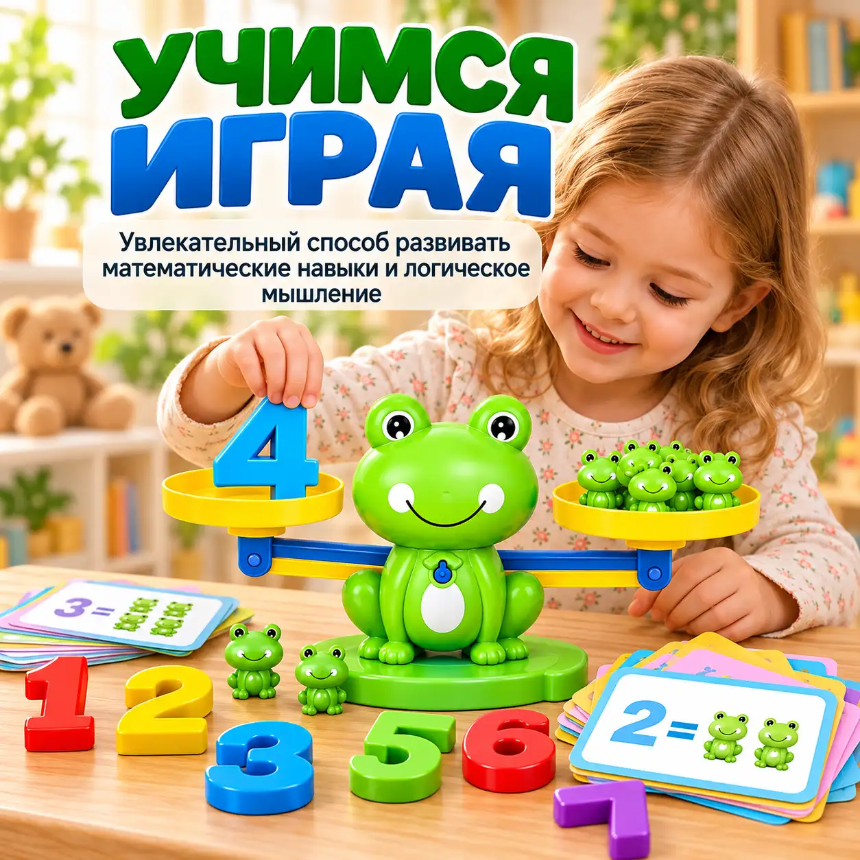 Развивающие весы «Лягушка» с цифрами и карточками