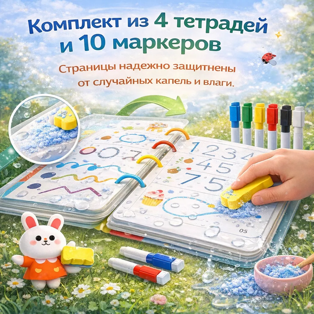 Набор стираемых магических тетрадей + 10 фломастеров