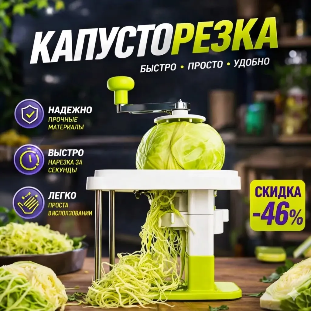 Ручная капусторезка для быстрой шинковки капусты с удобной ручкой