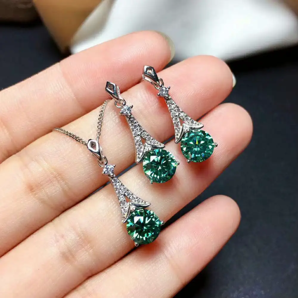 Серебряная подвеска с зеленым кварцем Emerald