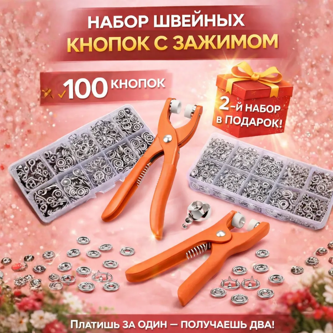 Набор швейных кнопок с зажимом