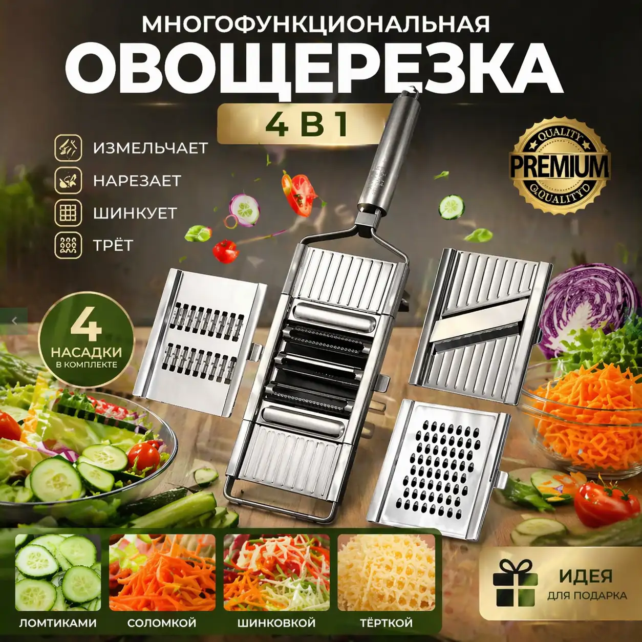 Овощерезка с 4 насадками