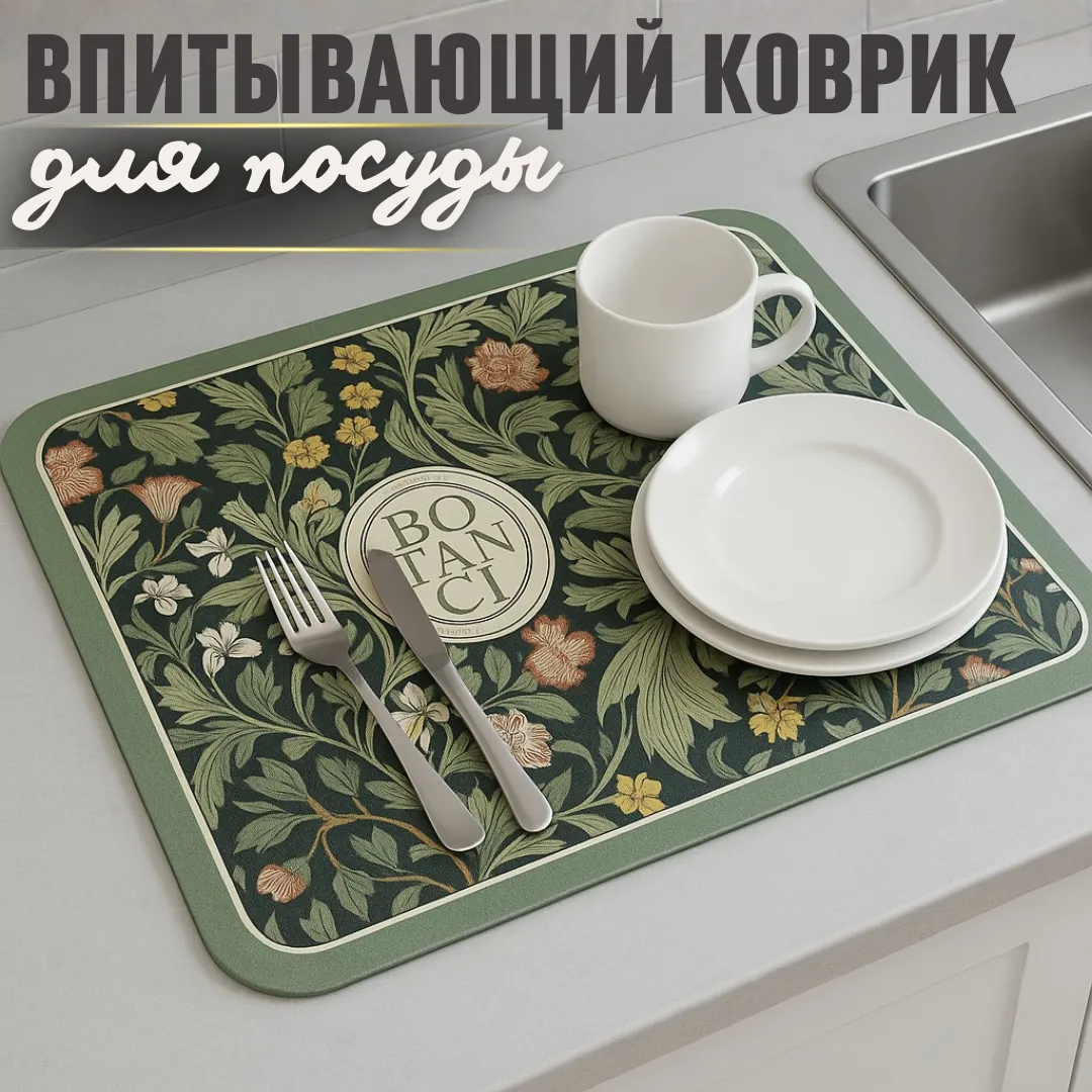 Коврик для сушки посуды Flowers