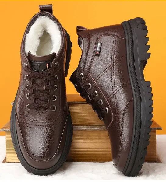 Зимние кожаные ботинки