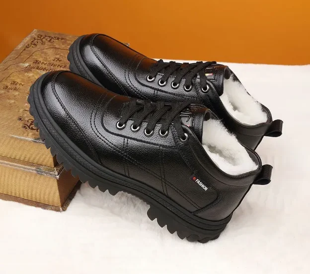 Зимние кожаные ботинки