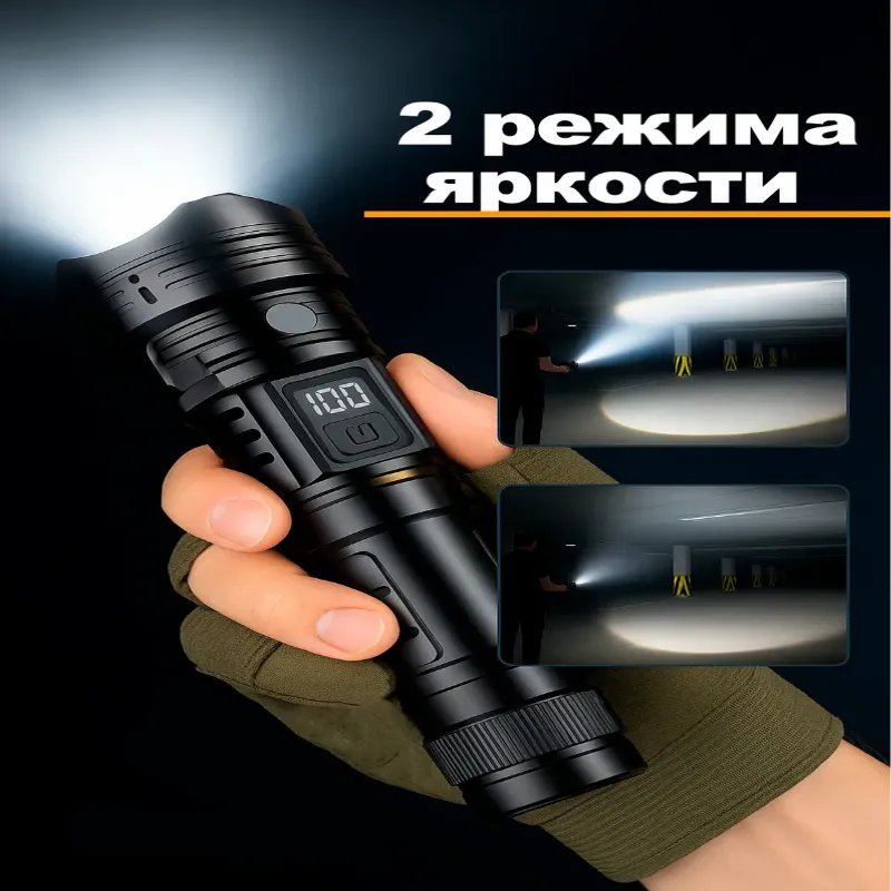 Фонарик с высокой яркостью, мощный ручной светодиодный фонарь