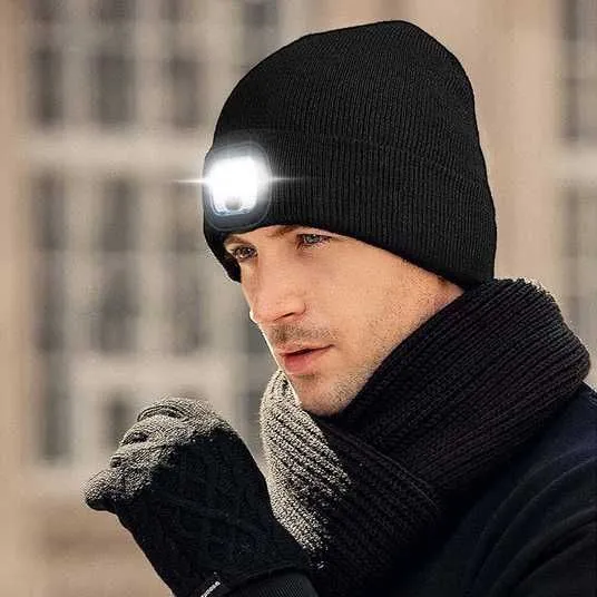 LED шапка с фонариком, зимняя шапка со светом