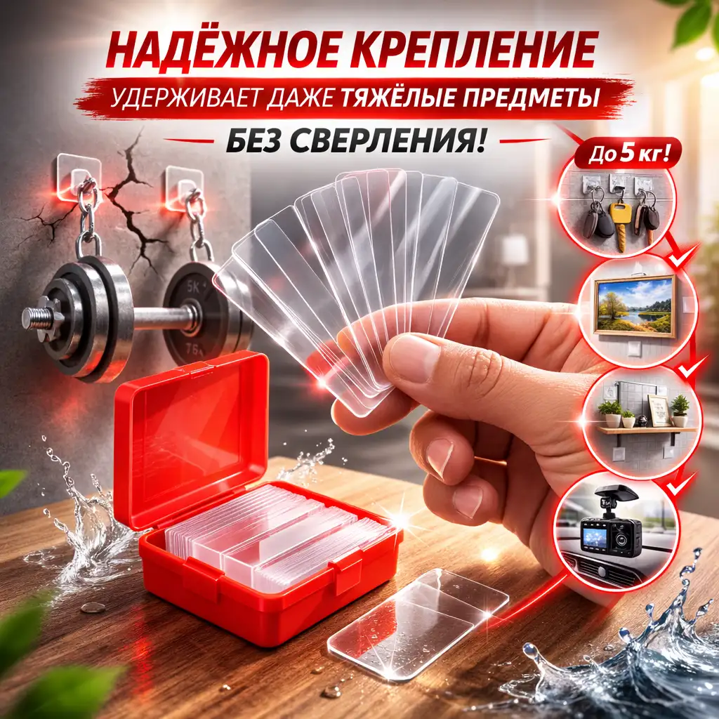 Uy, avtomobil va ofis uchun universal, bardoshli ikki tomonlama lenta.